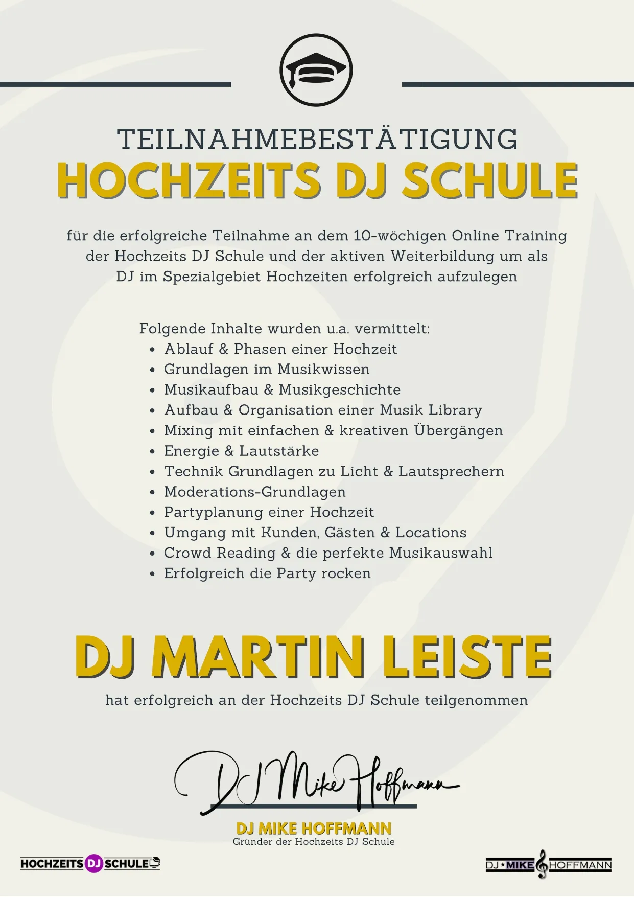 Zertifikat Martin macht Musik